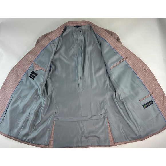 S. Cohen Custom Lanificio di Pray Wool Sport Coat Blazer Plaid Red Mens 44T - Picture 8 of 14